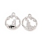 Alloy Enamel Pendants, Flat Round with Monk Charm, Platinum, 28x15x2.5mm, Hole: 1.6mm