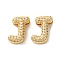 Rack Plating Brass Micro Pave Cubic Zirconia Slide Charms, Long-Lasting Plated, Lead Free & Cadmium Free, Real 18K Gold Plated, Letter, Letter J, 13.5x10x4.7mm, Hole: 10.7x1.5mm