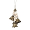 Iron Bell Wind Chimes, Witch Bells for Door Knob, Wood Beads & Alloy Charms and Cotton Cord Home Hanging Ornaments, Flower, 250mm, bell: 36x38mm, flower: 21x20x3mm