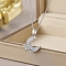 Brass Micro Pave Cubic Zirconia Pendant Necklaces, for Women, Moon, Platinum, 15.75 inch(40cm)