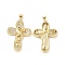 Brass Micro Pave Cubic Zirconia Pendants, Religion Cross with Bird & Flower Charm, Golden, 37.5x23.5x3.5mm, Hole: 5x3mm