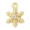 Alloy with Rhinestone Pendants, Snowflake, Golden, White, 13x9.5x2.5mm, Hole: 1.2mm