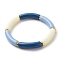 Imitation Jade Acrylic Curved Tube Beaded Stretch Bracelet for Women, Sky Blue, Inner Diameter: 2-1/8 inch(5.3cm)