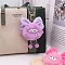 Cute Imitate Rex Rabbit Fur Keychain, with Metal Clasp, for Bag Car Key Decoration, Bowknot, Violet, 16.5x10.5cm