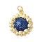 Rack Plating Brass Enamel Pendants, with Jump Ring, Long-Lasting Plated, Cadmium Free & Lead Free, Flower Charm, Real 18K Gold Plated, Medium Blue, 21x18x4mm, Hole: 3mm