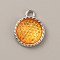 Plastic Pendants, November Birthstone Charms, with Alloy Cabochon Settings, Flat Round, Dark Orange, 18.5x15x5mm, Hole: 2.5mm