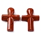 Natural Red Jasper Pendants, Cross, 35.5x24.5x4mm, Hole: 1.6mm