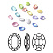 K9 Faceted Glass Pointed Back Rhinestone Cabochons, Oval, Mixed Color, 8x6x3.5mm