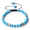 Trendy Ethnic Style Cube Evil Eye & Round Dyd Synthetic Turquoise Beaded Stretch Bracelets, Adjustable Bracelets for Women