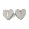 Tarnish Resistant 304 Stainless Steel Beads, Heart with Letter, Stainless Steel Color, Letter F, 7x8x3mm, Hole: 2mm