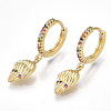 Brass Cubic Zirconia Dangle Hoop Earrings EJEW-S201-127-1
