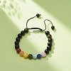 2Pcs 2 Style Natural Howlite & Golden Sheen Obsidian & Mixed Stone Round Braided Bead Bracelets Set for Women BJEW-JB08385-5