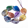 Dyed Natural Banded Agate/Striped Agate Beads Strands G-T105-02-2