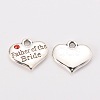 Wedding Theme Antique Silver Tone Tibetan Style Alloy Heart with Father of the Bride Rhinestone Charms TIBEP-N005-19B-1