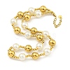 304 Stainless Steel & 201 Stainless Steel & Plastic Pearl Round Beaded Necklaces for Women NJEW-G144-01A-G-1