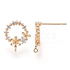 Brass Micro Pave Clear Cubic Zirconia Stud Earring Findings KK-T054-51G-NF-3