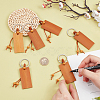 PandaHall Elite 12Pcs Bamboo Laser Engraving Rectangle Keychains KEYC-PH0002-04-3