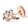 Natural Tourmaline Chips with Brass Wrapped Wire Money Tree on Wood Base Display Decorations DJEW-B007-05H-2