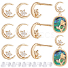 BENECREAT 10Pcs Brass Micro Pave Cubic Clear Zirconia Moon & Star Stud Earring Findings KK-BC0011-05-1