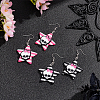 ANATTASOUL 2 Pairs 2 Colors Resin Star with Skull Dangle Earrings EJEW-AN0002-45-7