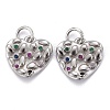 Brass Micro Pave Colorful Cubic Zirconia Charms KK-P192-06-2