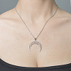 201 Stainless Steel Hollow Double Horn Pendant Necklace NJEW-OY001-82-2