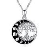 Rhodium Plated 925 Sterling Silver Tree of Life Pendant Necklaces PW-WGD3068-01-1