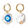 3D Printed Evil Eye Round Imitation Pearl Earrings for Girl Women EJEW-JE04605-2
