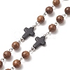 Natural Wood Rosary Bead Necklace NJEW-JN04249-3