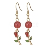 Valentine's Day Alloy Enamel Dangle Earrings with Brass Pins EJEW-JE05331-4