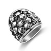 Titanium Steel Skull Finger Ring SKUL-PW0002-035D-AS-1