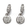 Brass Micro Pave Clear Cubic Zirconia European Dangle Charms ZIRC-H119-03-2