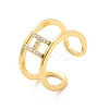 Clear Cubic Zirconia Initial Letter Open Cuff Ring RJEW-A012-01G-H-2