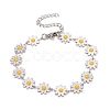 Enamel Daisy Link Chains Bracelet BJEW-P271-01P-2