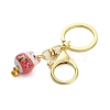 Fortune Cat Porcelain Pendant Keychain KEYC-G064-02F-2