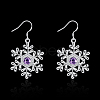 Silver Color Plated Brass Cubic Zirconia Snowflake Dangle Earrings EJEW-BB12300-2