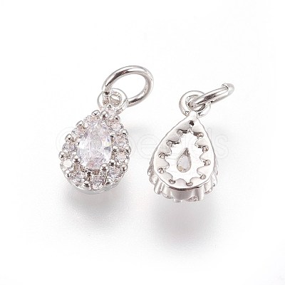 Brass Cubic Zirconia Charms KK-E772-14B-P-1