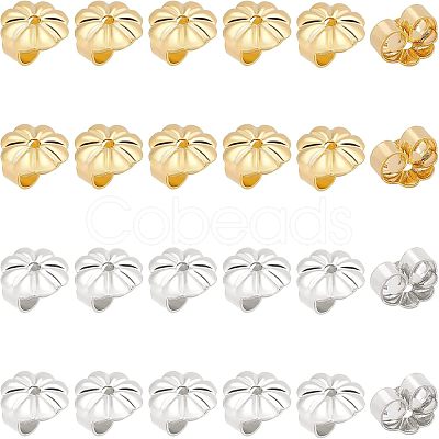 SUPERFINDINGS 200Pcs 2 Colors Rack Plating Brass Ear Nut KK-FH0003-79-1