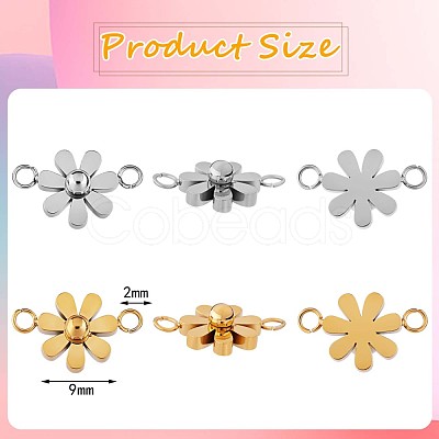 12Pcs 430 Stainless Steel Small Flower Connector Charms JX239A-1