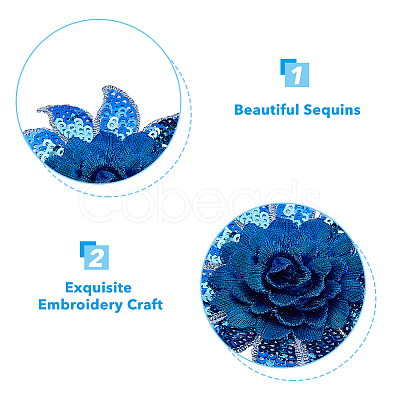 Nbeads 4Pcs 4 Colors 3D Flower Pattern Polyester Fabrics Computerized Embroidery Cloth Sew on Appliques PATC-NB0001-15A-1