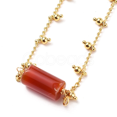 Natural & Synthetic Gemstone Column Pendant Necklaces NJEW-JN03172-1