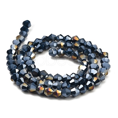 Opaque Solid Color Electroplate Glass Beads Strands EGLA-A039-P4mm-B09-1