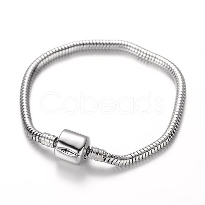 Tarnish Resistant 304 Stainless Steel European Style Round Snake Chains Bracelet Making STAS-I047-01C-1