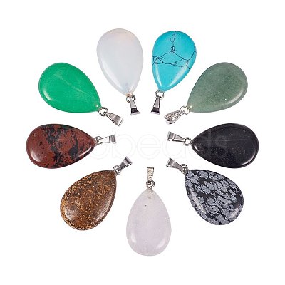 Drop Gemstone Pendants G-PH0026-08-1