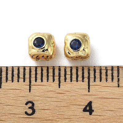 Brass Micro Pave Cubic Zirconia Beads KK-P256-09G-04-1