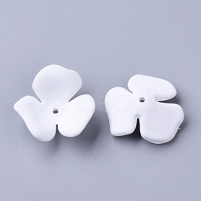 3-Petal Spray Painted Acrylic Bead Caps X-MACR-N007-01G-1