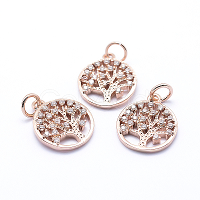 Brass Micro Pave Cubic Zirconia Charms X-ZIRC-L070-06RG-1