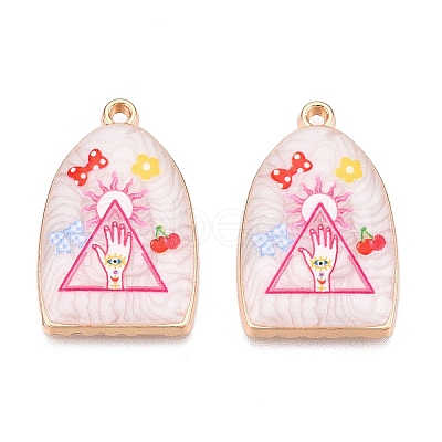 Printed Rack Plating Alloy Enamel Pendants ENAM-T020-03F-1