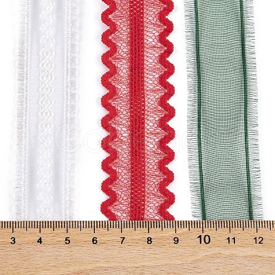 9 Yards 3 Styles Christmas Theme Polyester & Polycotton Ribbons Sets SRIB-A015-01A-02-1