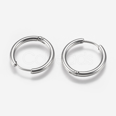 Tarnish Resistant 201 Stainless Steel Huggie Hoop Earrings Findings X-STAS-F149-33P-A-1